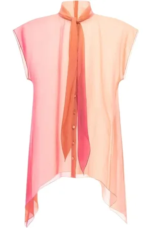 Roberto Cavalli Bluzki, Kobieta, Różowy, 2XS, Koszula z kokardą Fuchsia Kobieta