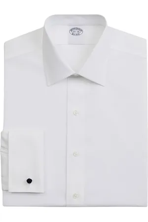 Brooks Brothers Koszule, Mężczyzna, Biały, XL, Bawełna, Biała koszula wizytowa ze stretchem, o kroju Slim Fit, niewymagająca prasowania, z bawełny i kołnierzykiem Ainsley