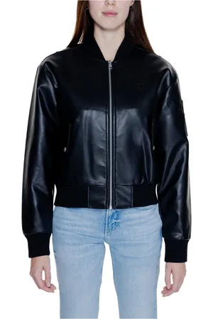 Calvin Klein Kurtki, Kobieta, Czarny, M, Poliester, Czarna Zapinana na Zamek Marynarka