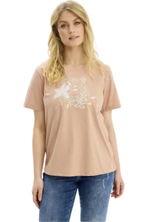 In Front Koszulki, Kobieta, Różowy, S, Blush Rose Haftowany T-shirt