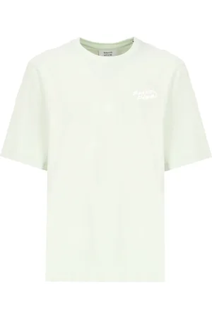 Maison Kitsuné Koszulki, Kobieta, Zielony, L, Zielony T-shirt z Logo Haftem