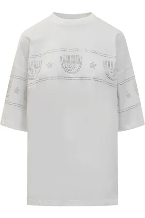 Chiara Ferragni Koszulki, Kobieta, Biały, S, T-shirt z nadrukiem logo