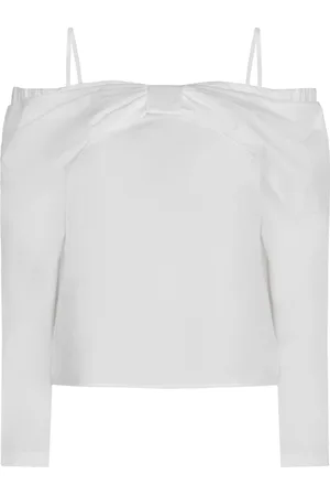 Nina Ricci Koszulki, Kobieta, Biały, M, Bawełna, Bluzka hiszpanka z kokardą