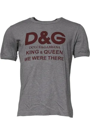Dolce & Gabbana Koszulki, Mężczyzna, Szary, S, Szara Koszulka z Logo na Okrągłym Dekolcie