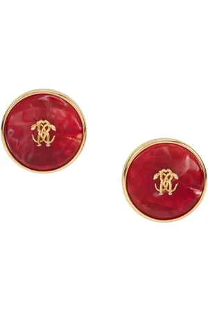 Roberto Cavalli Akcesoria, Kobieta, Czerwony, ONE SIZE, Wąż Monogram Clip-On Kolczyki
