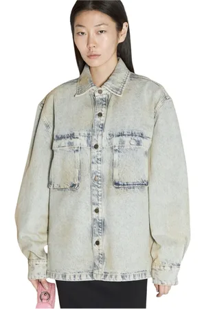 Guess Kurtki, Kobieta, Niebieski, S, Denim, Denimowa koszula w stylu utility