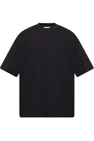 Marni Koszulki, Mężczyzna, Czarny, XL, Bawełna, T-shirt z haftowanym logo