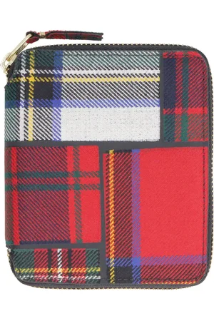 Comme des Garçons Akcesoria, Mężczyzna, Wielobarwność, ONE SIZE, Wełna, Portfel Tartan Zapinany na Zamek