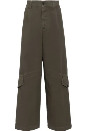 DRIES VAN NOTEN Spodnie, Mężczyzna, Szary, L, Bawełna, Luźne spodnie bawełniane z powłoką hydrofobową