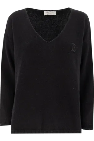 ERMANNO SCERVINO Swetry, Kobieta, Czarny, S, Wełna, Dzianina z dekoltem w serek