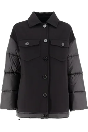 ERMANNO SCERVINO Kurtki, Kobieta, Czarny, 2XS, Wełna, Hybrydowa kurtka puchowa