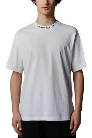 The North Face Koszulki, Mężczyzna, Biały, XS, Bawełna, Koszulka z prążkowanym dekoltem i logo