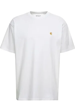 Carhartt Koszulki, Mężczyzna, Biały, L, Bawełna, Biała Koszulka z Haftowanym Logo