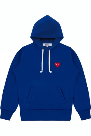 Comme des Garçons Bluzy, Kobieta, Niebieski, M, Poliester, Niebieska bluza z kapturem i czerwonym logo serca