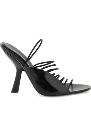 Salvatore Ferragamo Buty, Kobieta, Czarny, 36 1/2 EU, Skórzane sandały z ultra-cienkimi mini-paskami