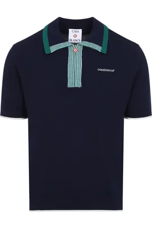 Casablanca Koszulki, Mężczyzna, Niebieski, M, Wełna, Niebieska koszulka T-shirt