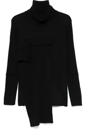 YOHJI YAMAMOTO Swetry, Mężczyzna, Czarny, M, Czarny Sweter z Wełny