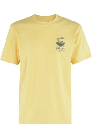 Edwin Koszulki, Mężczyzna, Żółty, L, Ramen Palace T-shirt Żółty Logo Print