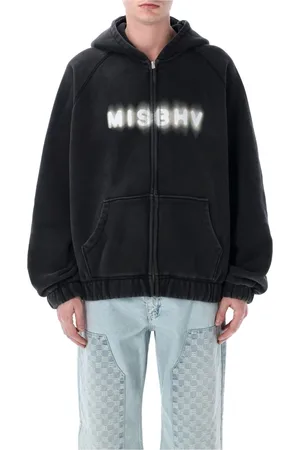 MISBHV Bluzy, Mężczyzna, Czarny, M, Czarny Oversize Bluza z Zamkiem Sweter