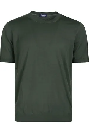 DRUMOHR Koszulki, Mężczyzna, Zielony, XL, Luźny Bawełniany T-shirt