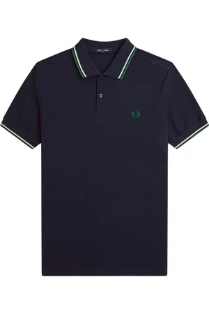 Fred Perry Koszulki, Mężczyzna, Niebieski, M, Bawełna, Pikowany Polo z Paskami z Bawełny