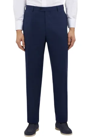 Brooks Brothers Spodnie, Mężczyzna, Niebieski, W36, Wełna, Granatowe spodnie z elastycznej wełny dziewiczej
