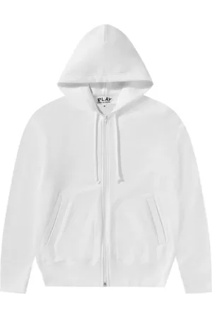 Comme des Garçons Bluzy, Mężczyzna, Biały, L, Poliester, Bluza z kapturem i nadrukiem na plecach
