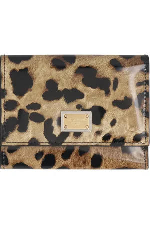 Dolce & Gabbana Akcesoria, Kobieta, Beżowy, ONE SIZE, Portfel z nadrukiem z skóry