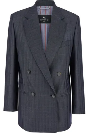 Etro Kurtki, Kobieta, Szary, M, Wełna, Szara Dwurzędowa Marynarka Blazer