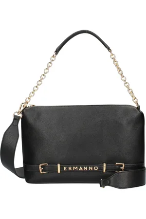 ERMANNO SCERVINO Torebki, Kobieta, Czarny, ONE SIZE, Czarna torba Hobo na ramię z zamkiem błyskawicznym