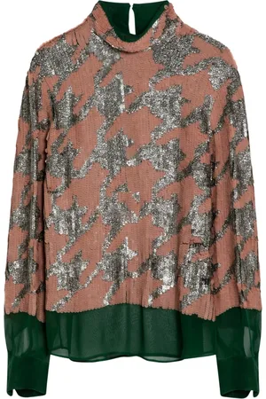 DRIES VAN NOTEN Bluzki, Kobieta, Zielony, S, Bluzka /pink/silver z cekinami