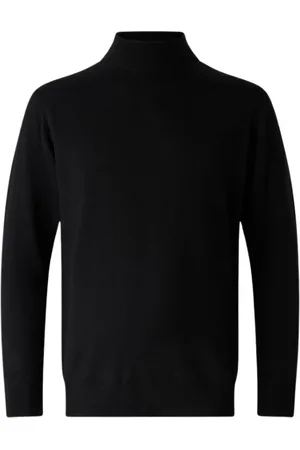 Roberto Cavalli Swetry, Mężczyzna, Czarny, M, Wysoki golf wełniany sweter z monogramem węża