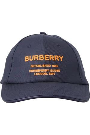 Burberry Akcesoria, Kobieta, Niebieski, L, Bawełna, Bejsbolówka z haftowanym logo