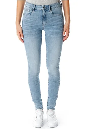 G-Star Jeansy, Kobieta, Niebieski, W25 L32, Denim, Wysokostalowe Skinny Fit Jeansy z fałdami 3D