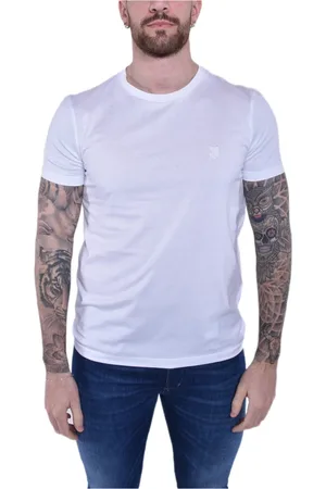 Dondup Koszulki, Mężczyzna, Biały, XL, Bawełna, T-shirt z okrągłym dekoltem o regularnym kroju