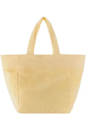 Elisabetta Franchi Torebki, Kobieta, Żółty, ONE SIZE, Bawełna, Torebka typu tote z wzorem diamentów i uchwytem z szenili