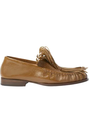 DRIES VAN NOTEN Buty, Kobieta, Beżowy, 36 EU, Skóra, Skórzane mokasyny z frędzlami