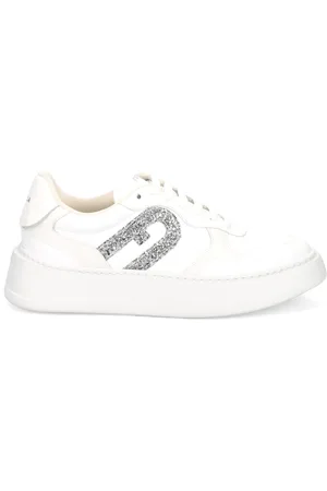 Furla Buty, Kobieta, Biały, 40 EU, Skóra, Białe sznurowane sneakersy z masywną podeszwą