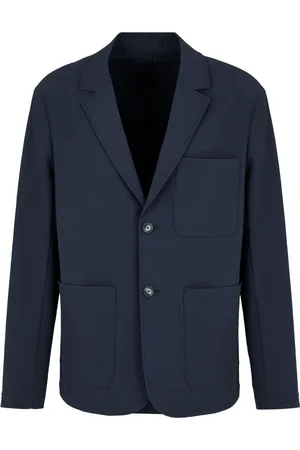 Emporio Armani Kurtki, Mężczyzna, Niebieski, S, Marynarka Seersucker Monopetto