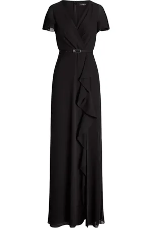 Ralph Lauren Sukienki, Kobieta, Czarny, M, Czarna sukienka maxi z paskiem