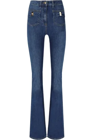 Elisabetta Franchi Jeansy, Kobieta, Niebieski, W29, Denim, Niebieskie jeansy denim z kokardą