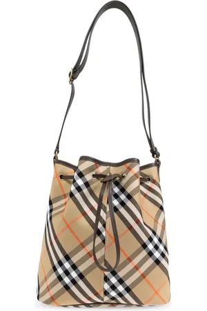 Burberry Torebki, Kobieta, Beżowy, ONE SIZE, Bawełna, Torebka na ramię typu bucket w kratę Vintage Check
