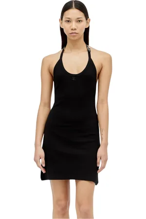 Courrèges Sukienki, Kobieta, Czarny, M, Bawełna, Holistic Buckle 90s Rib Dress