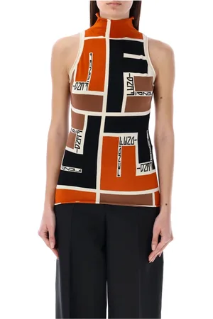 Fendi Koszulki, Kobieta, Wielobarwność, M, Poliester, Top z dekoltem typu halter