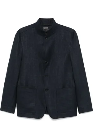 Ermenegildo Zegna Kurtki, Mężczyzna, Niebieski, M, Kaszmir, Luksusowa Kurtka z Kaszmiru i Jedwabiu