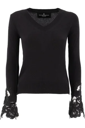 ERMANNO SCERVINO Swetry, Kobieta, Czarny, S, Kaszmir, Sweter z dekoltem w serek