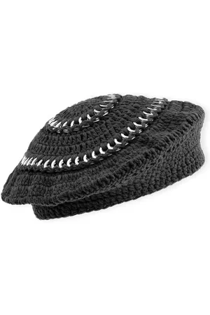 Ganni Akcesoria, Kobieta, Czarny, ONE SIZE, Bawełna, Paryski bawełniany beret z dzianiny