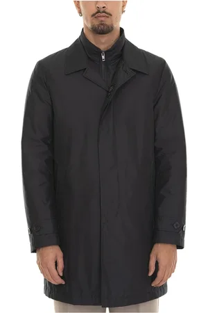 FAY Płaszcze, Mężczyzna, Czarny, 2XL, Nylon, Nylonowa Kurtka z Kieszeniami Zapinanymi na Logo