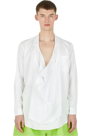Comme des Garçons Koszule, Mężczyzna, Biały, L, Bawełna, Drapowana Koszula