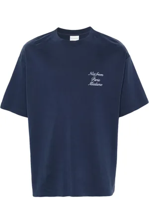 Drôle de Monsieur Koszulki, Mężczyzna, Niebieski, L, Bawełna, T-shirt z hasłem kaligraficznym